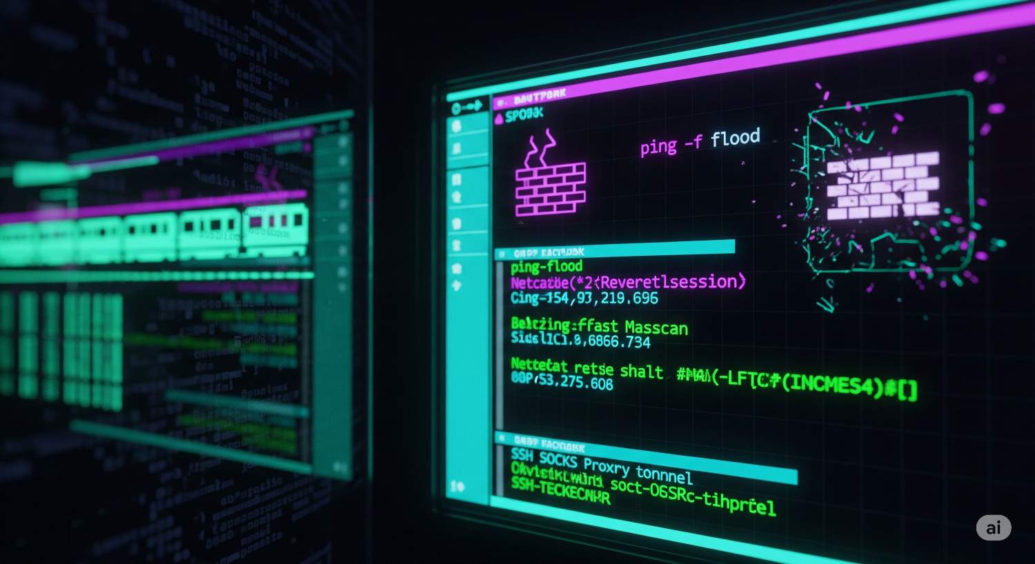 Terminal with firewalls and netcat running