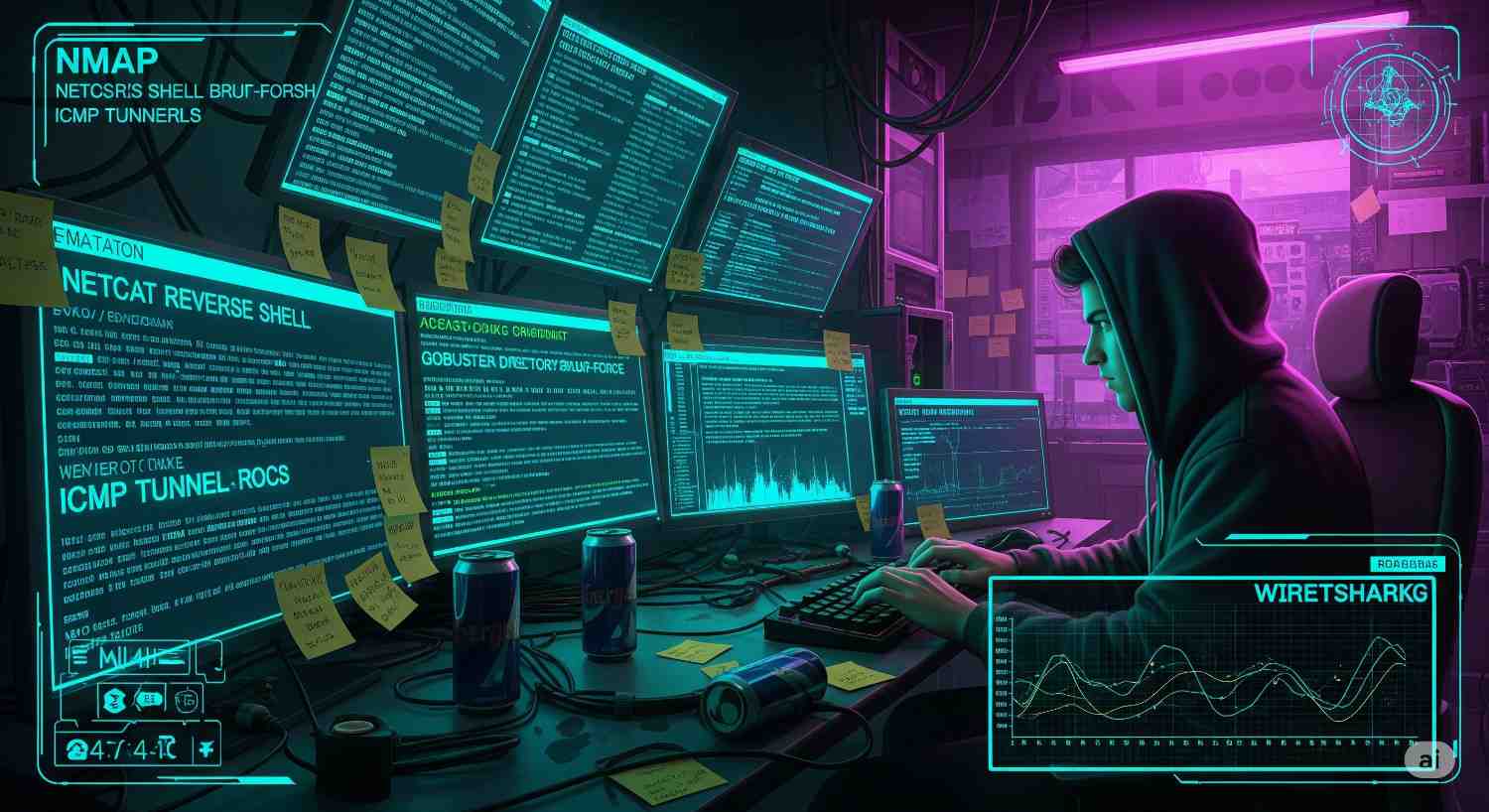 Terminal with hacking commands running